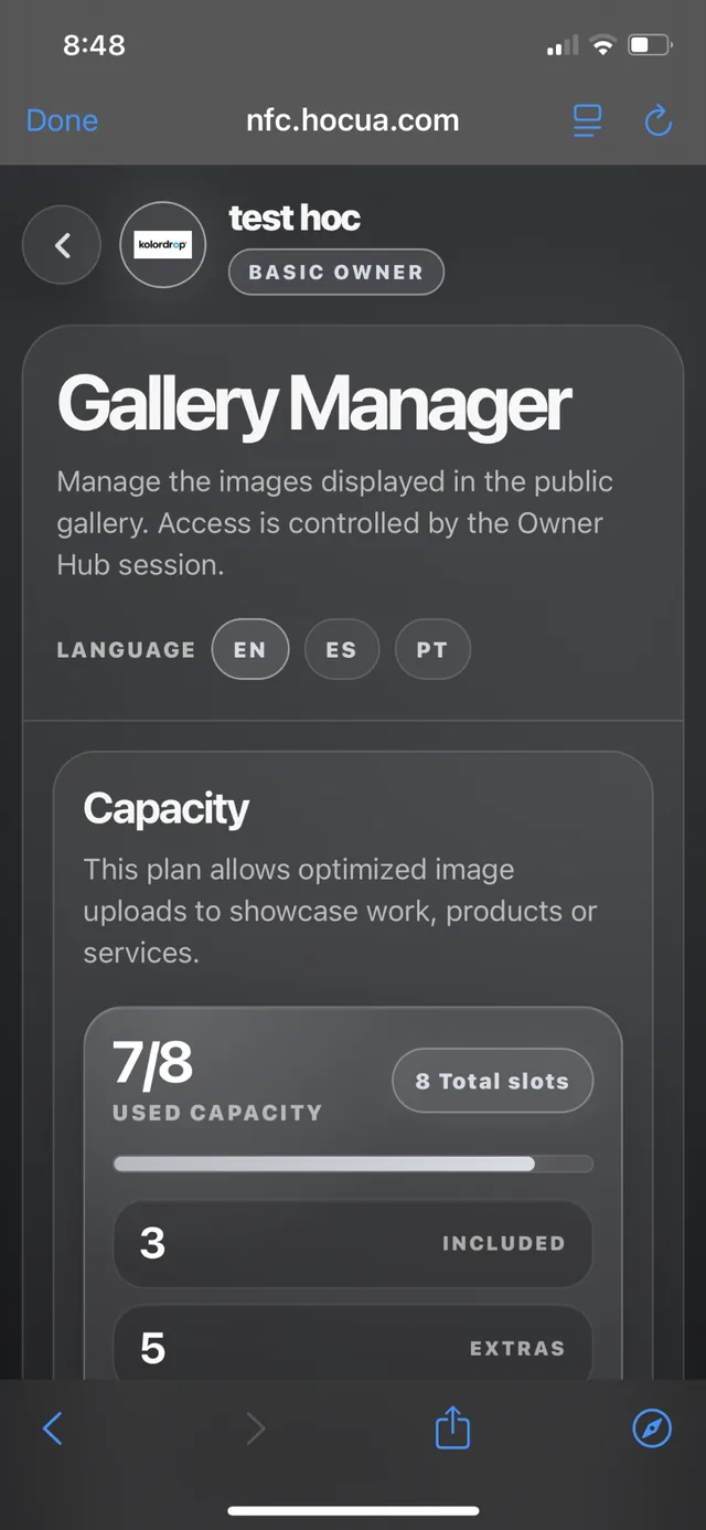 Gallery Manager capacity and upload controls